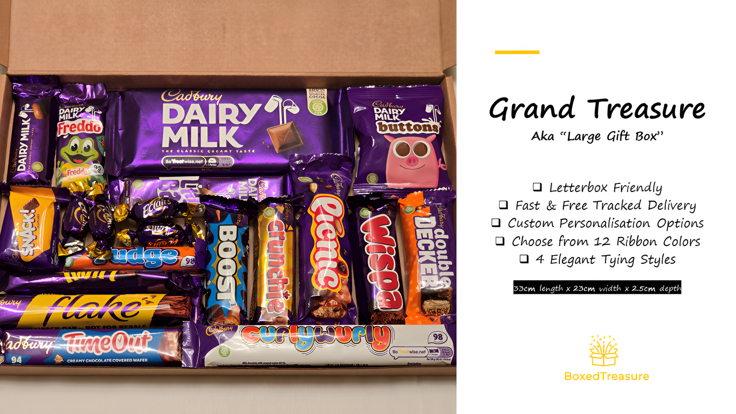 Cadbury Chocolate Bar Gift Box Set | Personalised Hamper | New Year | Birthday | Grand Treasure (Large)